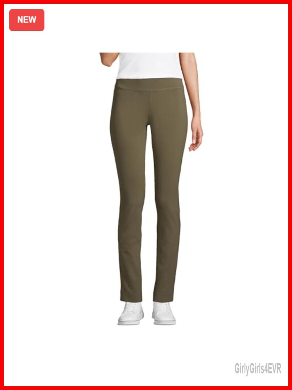 Slim Leg Knit Pull On Pants Cotton Jersey Mid Rise Skinny Casual Travel